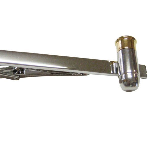 Gold and Silver Toned Rounded Bullet Tie Clip - Picture 1 of 2
